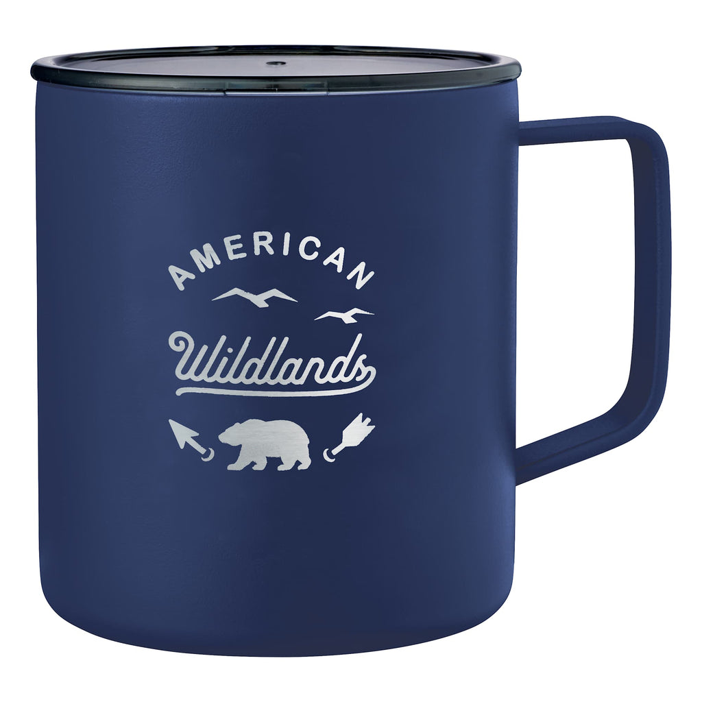 Rover Camp Mug with Copper Insulation, 14 oz Laser Engraving - Navy - Front