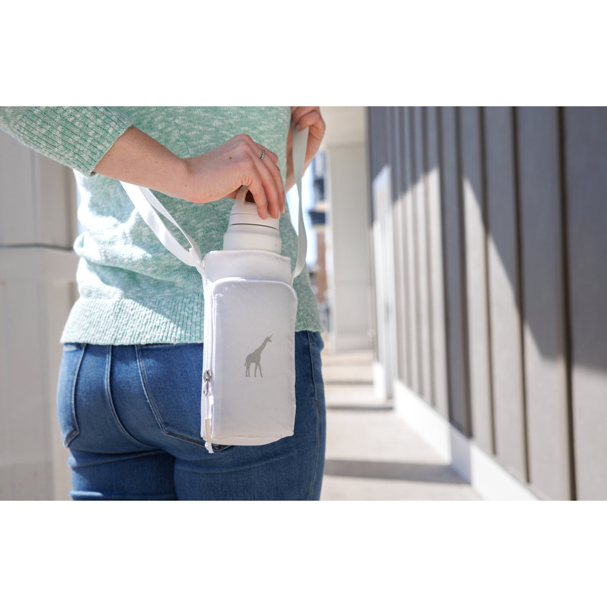 Rowan Bottle Sling Bag in Recycled Nylon Embroidery - Marshmallow - View 8