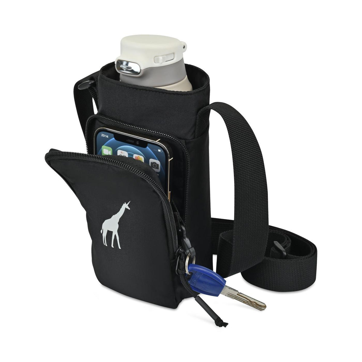 Rowan Bottle Sling Bag in Recycled Nylon Transfer - Black - View 2