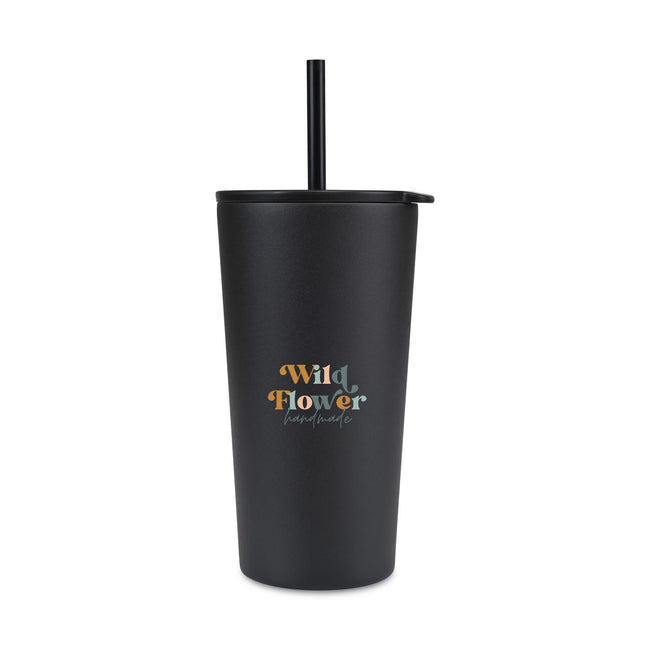 Rowan Recycled Stainless Steel Straw Tumbler, 17 oz Full Color
