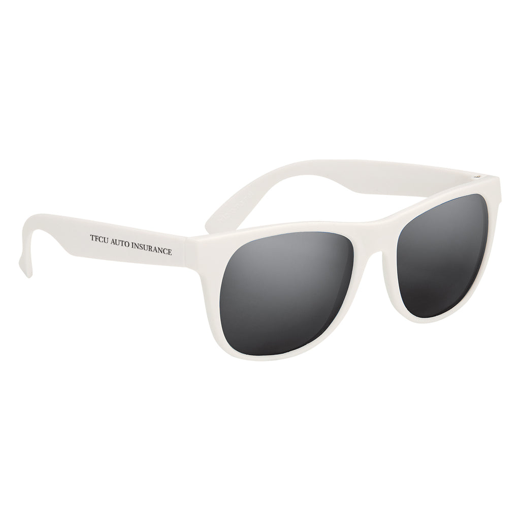 Rubberized Sunglasses, Mirrored - Silver - Silk Screen