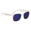 Rubberized Sunglasses, Mirrored - White with Blue - Silk Screen