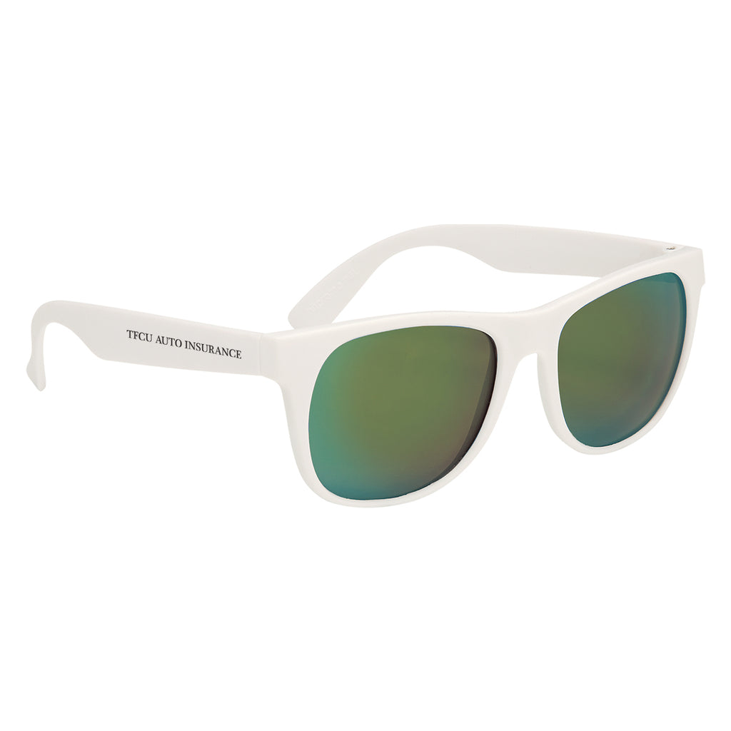 Rubberized Sunglasses, Mirrored - White With Yellow - Silk Screen