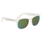 Rubberized Sunglasses, Mirrored - White With Yellow - Silk Screen