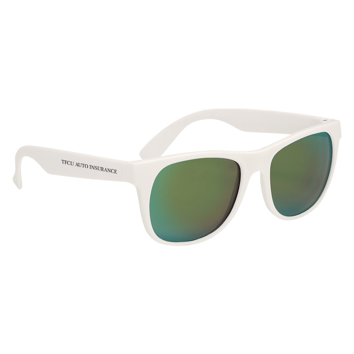 Rubberized Sunglasses, Mirrored - White With Yellow - Silk Screen