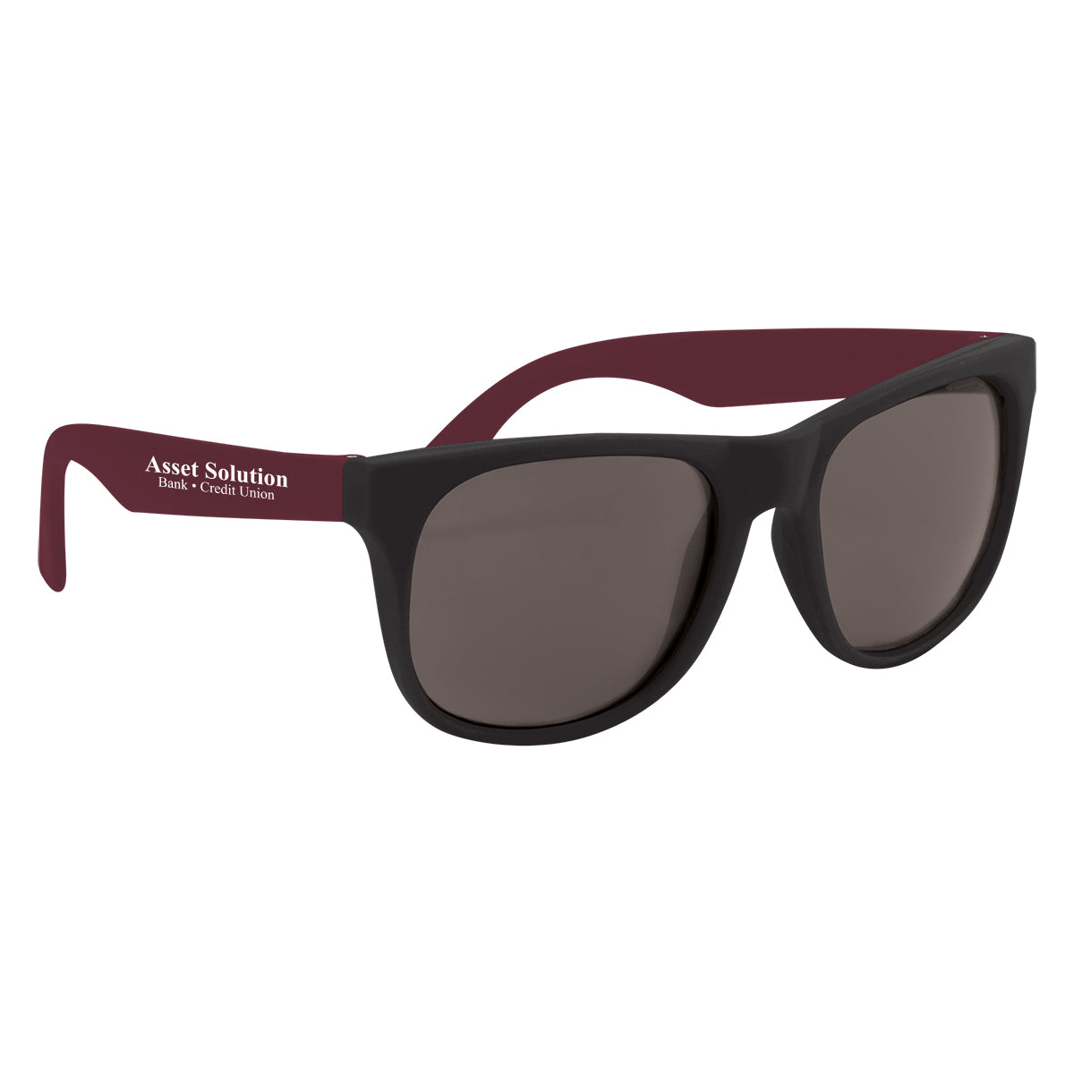Rubberized Sunglasses, Recycled - Maroon - Silk Screen