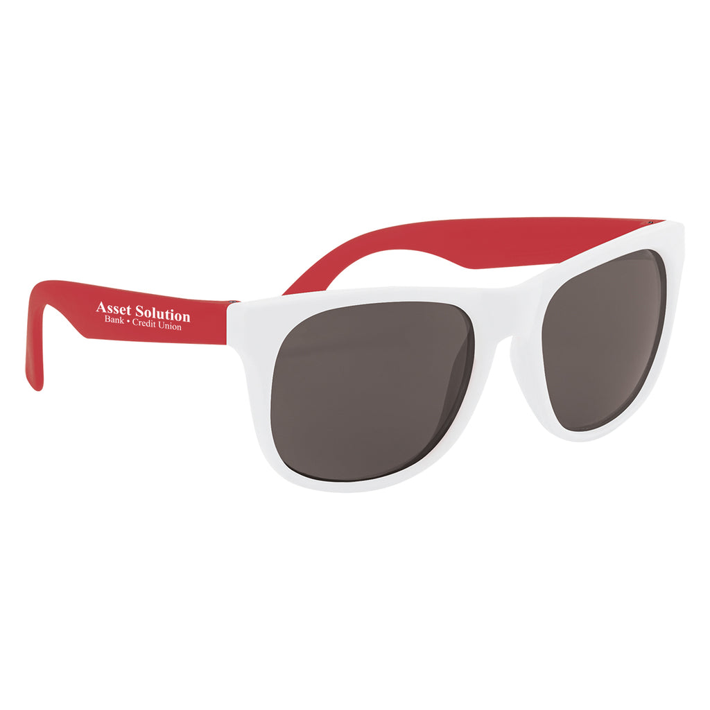 Rubberized Sunglasses, Recycled - Red - Silk Screen