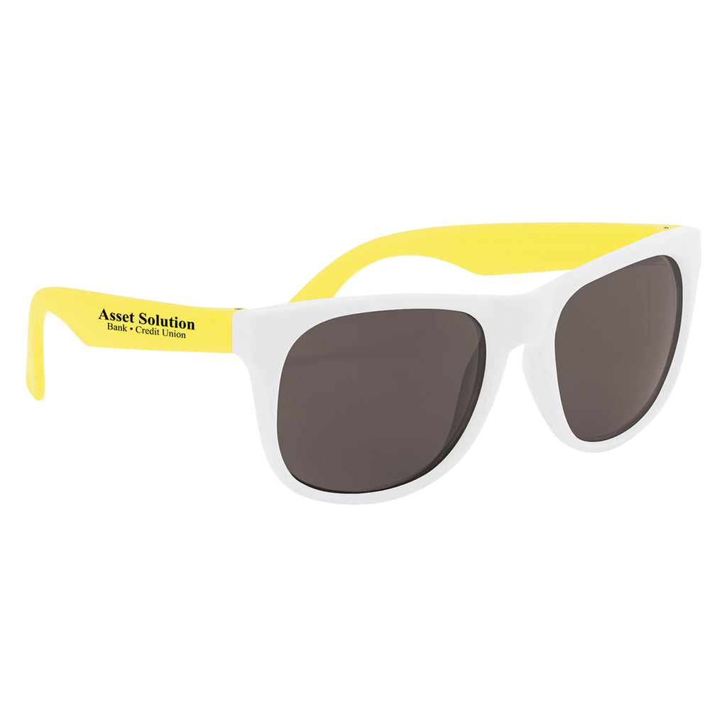 Rubberized Sunglasses, Recycled - White - Silk Screen