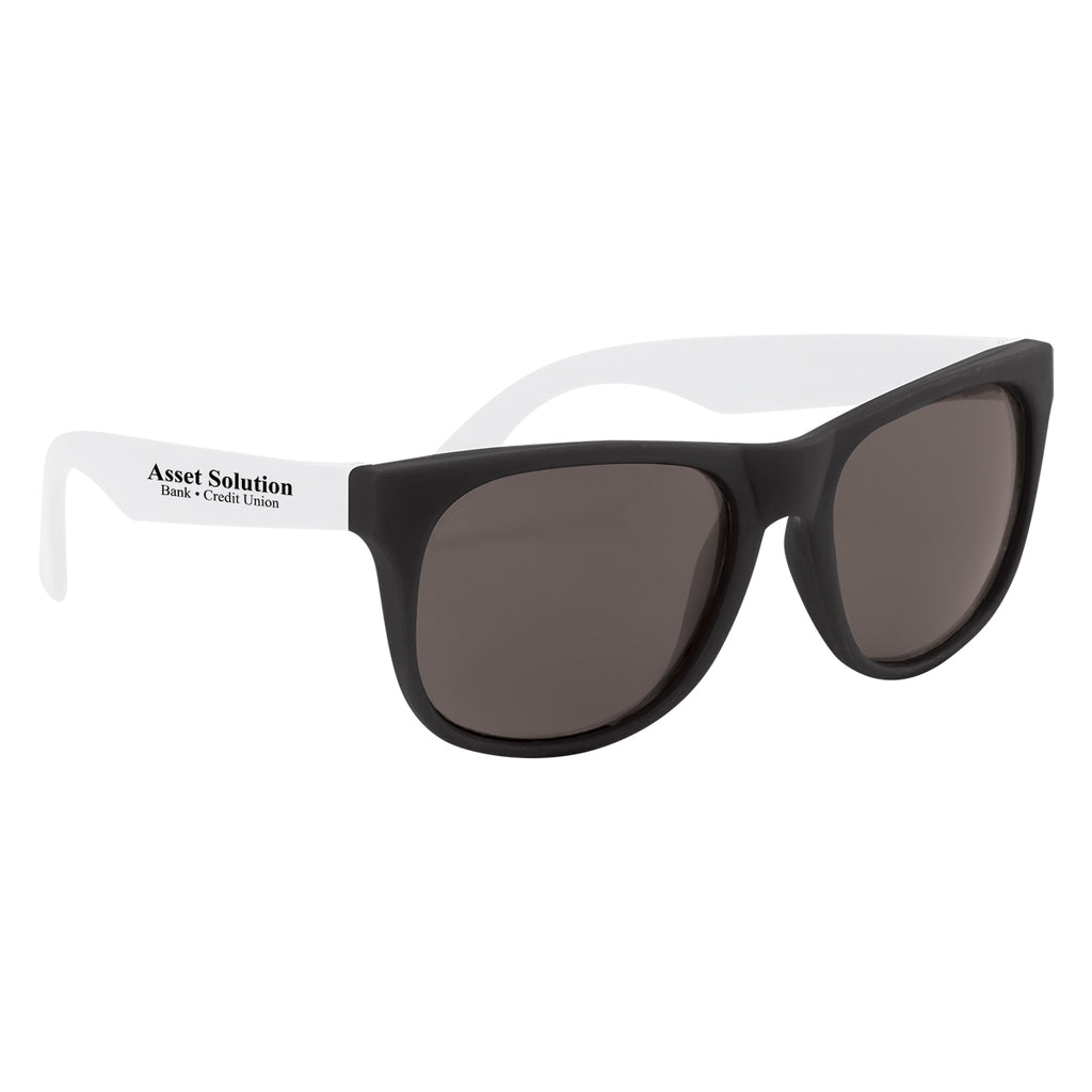 Rubberized Sunglasses, Recycled - White - Silk Screen