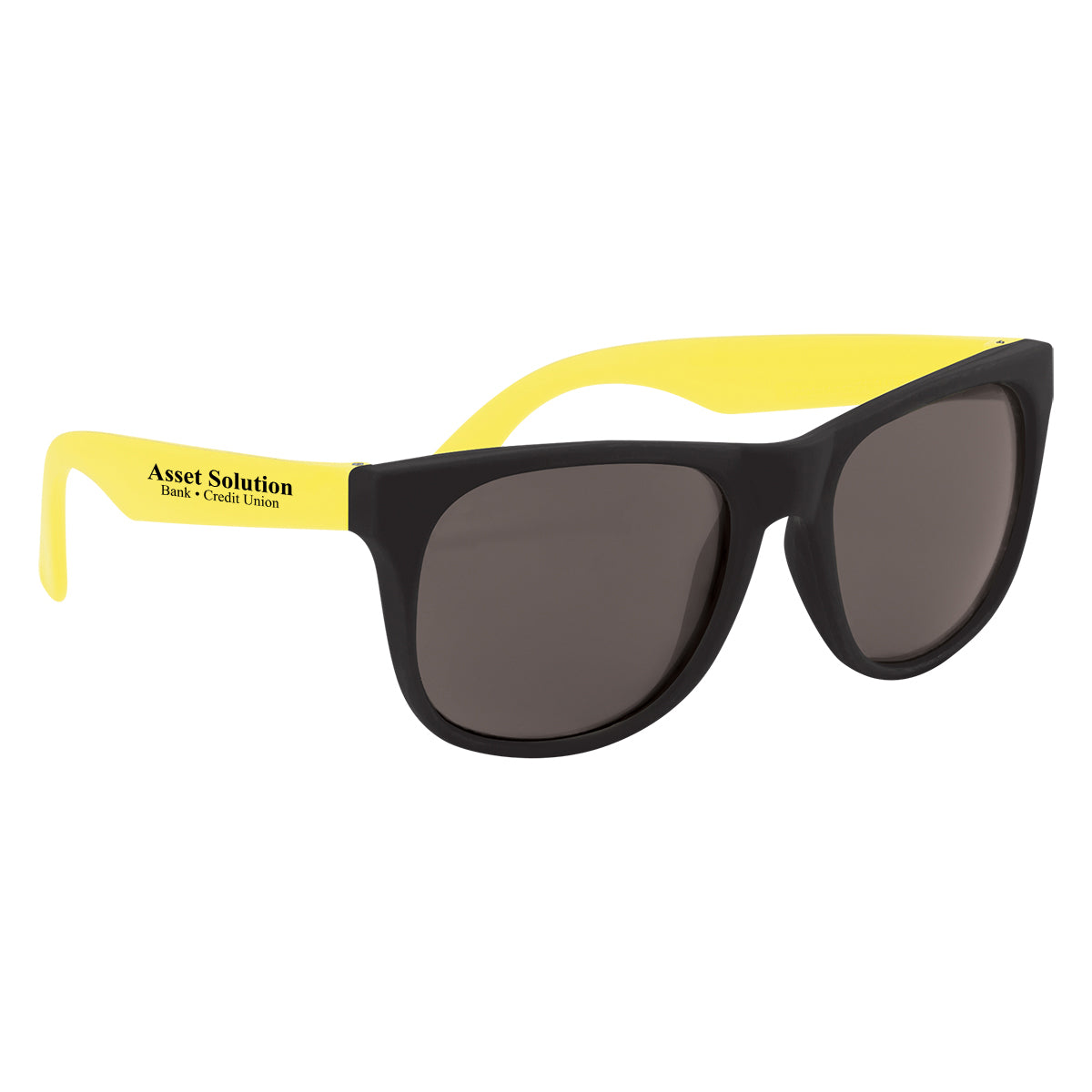 Rubberized Sunglasses, Recycled - Yellow - Silk Screen