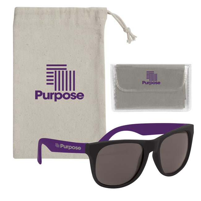Rubberized Sunglasses with Cloth and Pouch