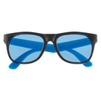 Rubberized Sunglasses with Tinted Lenses - Black with Blue - Front