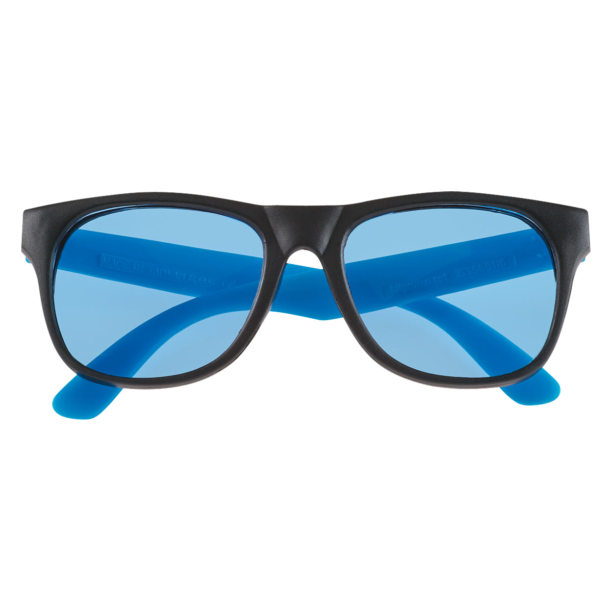 Rubberized Sunglasses with Tinted Lenses - Black with Blue - Front