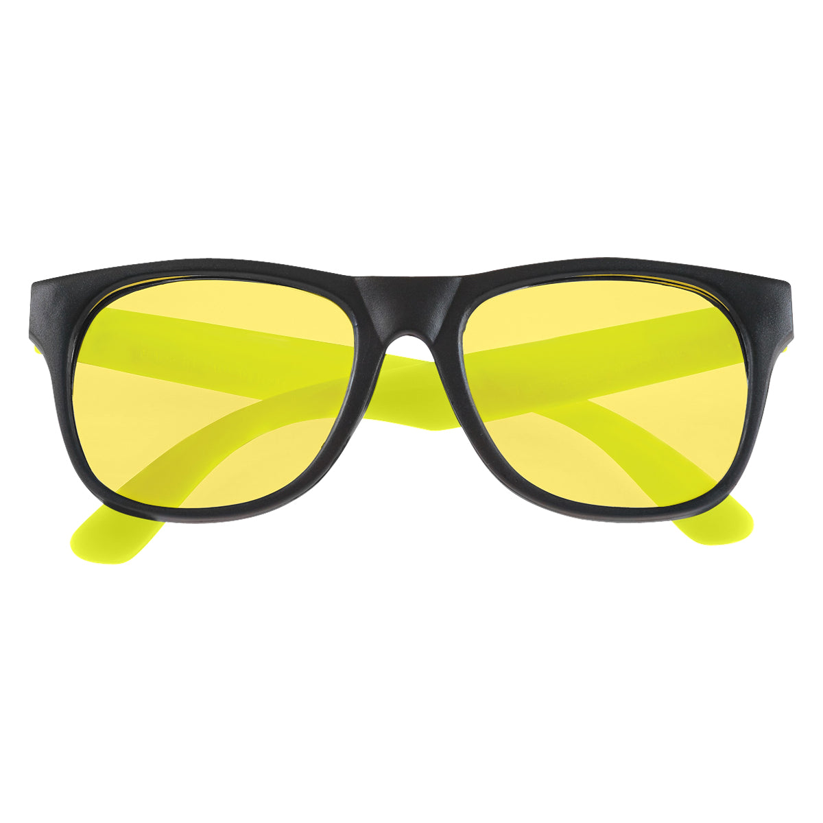 Rubberized Sunglasses with Tinted Lenses - Black With Yellow - Front