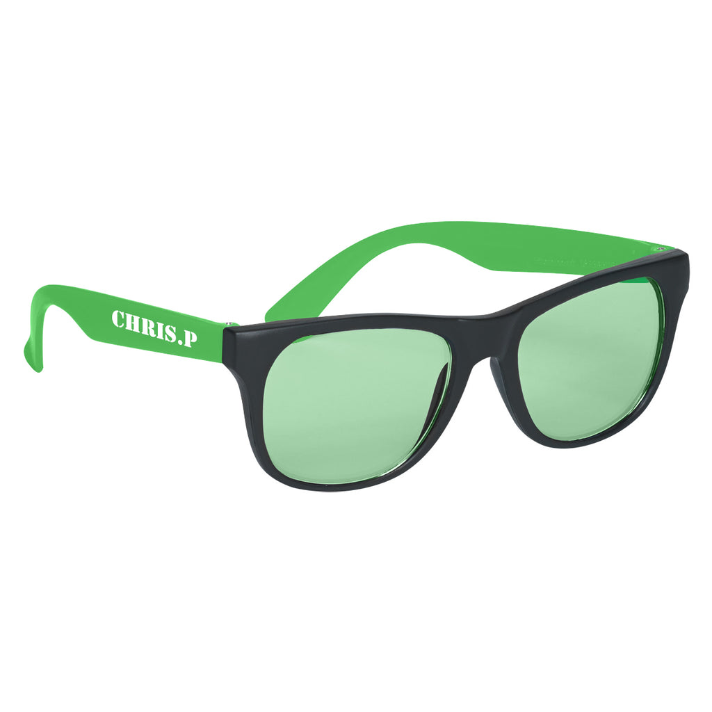 Rubberized Sunglasses with Tinted Lenses - Green - Silk Screen