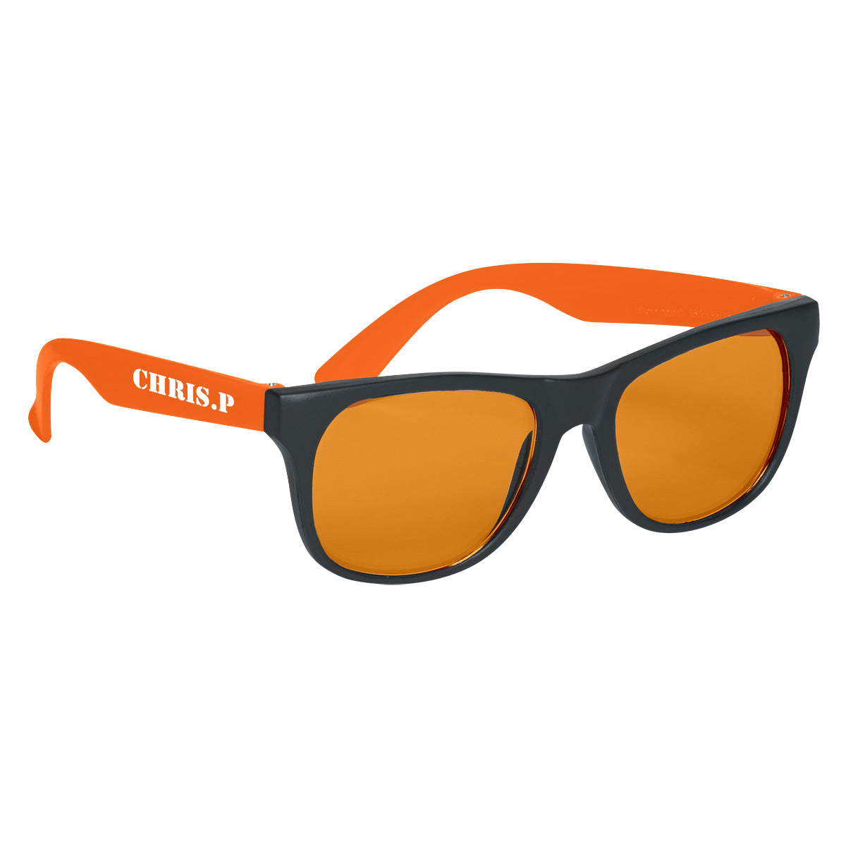 Rubberized Sunglasses with Tinted Lenses - Orange - Silk Screen