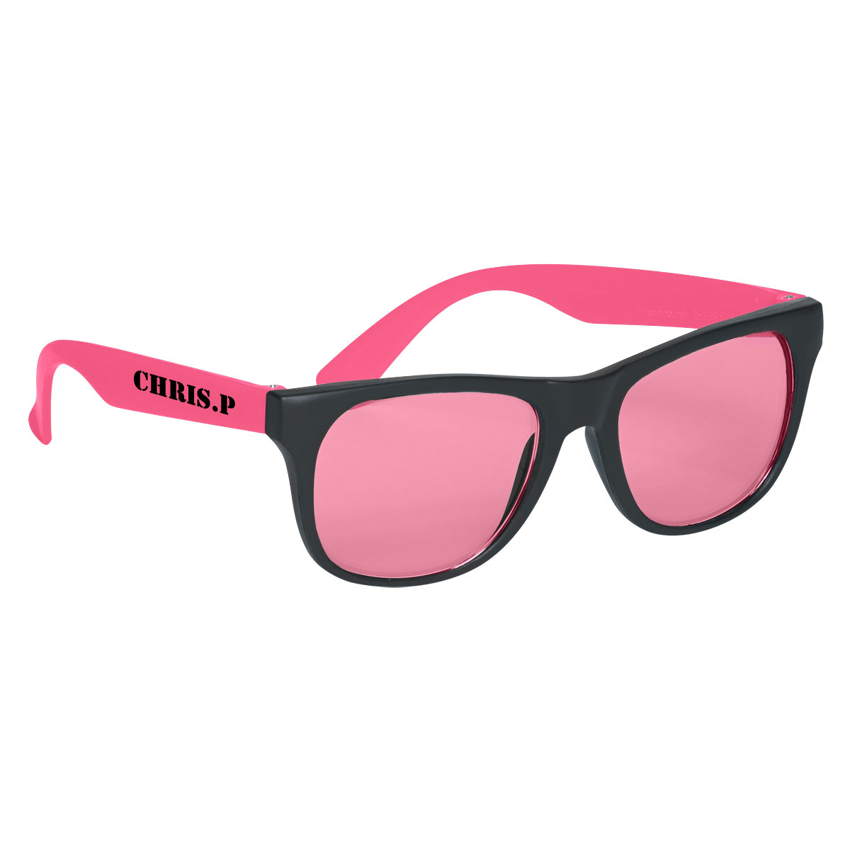 Rubberized Sunglasses with Tinted Lenses - Pink - Silk Screen