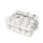 Ruched Faux Fur Blanket in Recycled Polyester, 50 x 60 Inches Embroidery - Ivory Frost - View 1