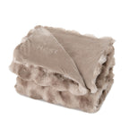 Ruched Faux Fur Blanket in Recycled Polyester, 50 x 60 Inches Embroidery - Mocha Frost - View 2