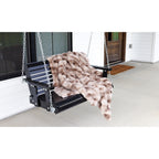 Ruched Faux Fur Blanket in Recycled Polyester, 50 x 60 Inches Embroidery - Mocha Frost - View 6