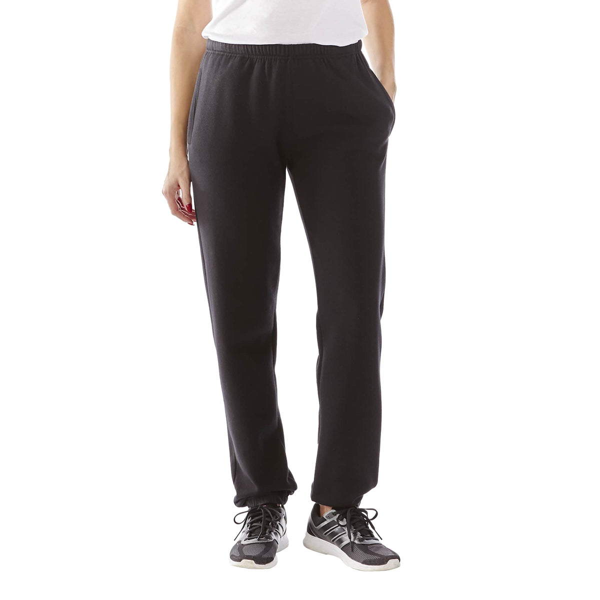 Rudall Fleece Pants for Women Embroidery - Black - Front On Model