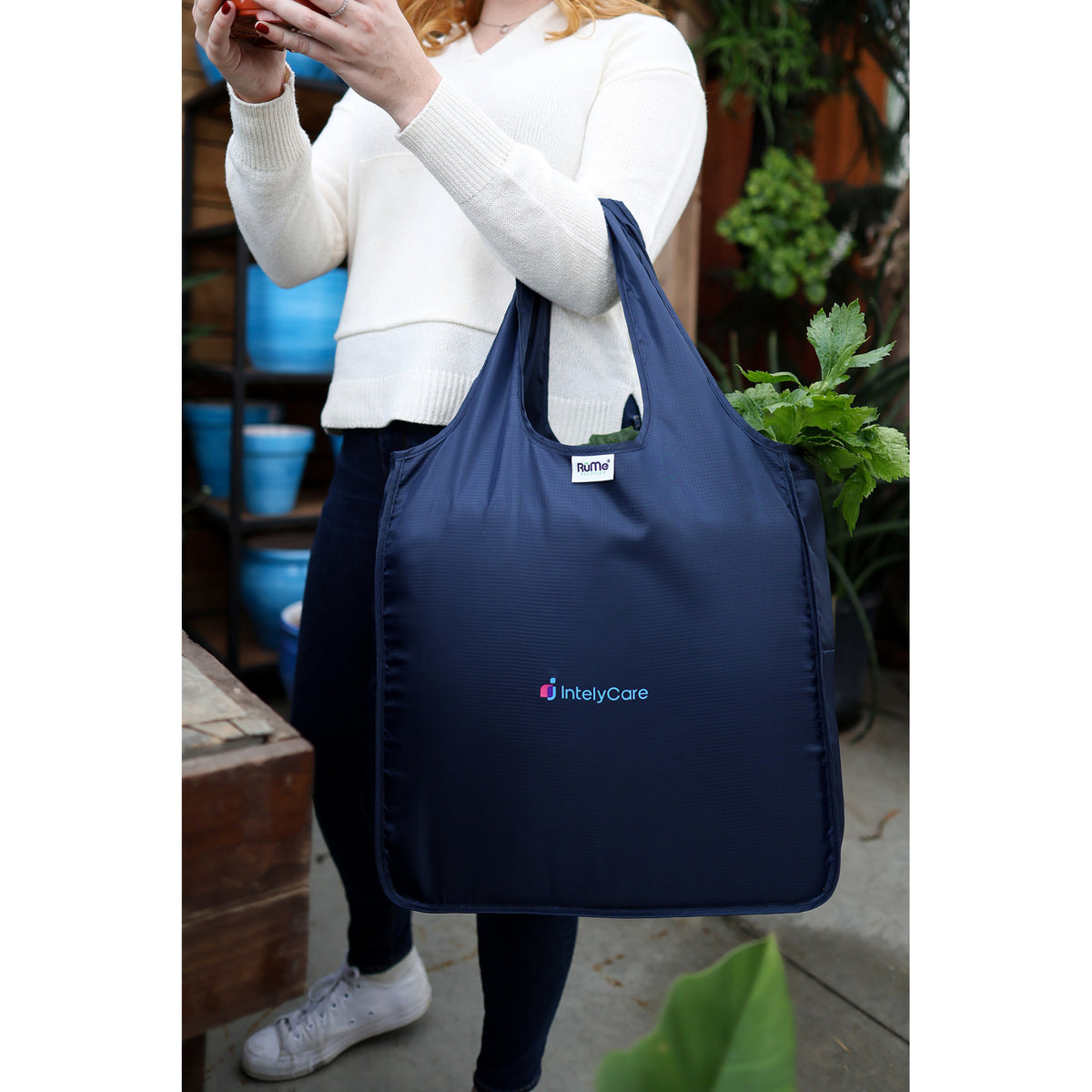 RuMe Recycled Packable Tote, Medium - Navy - View 5