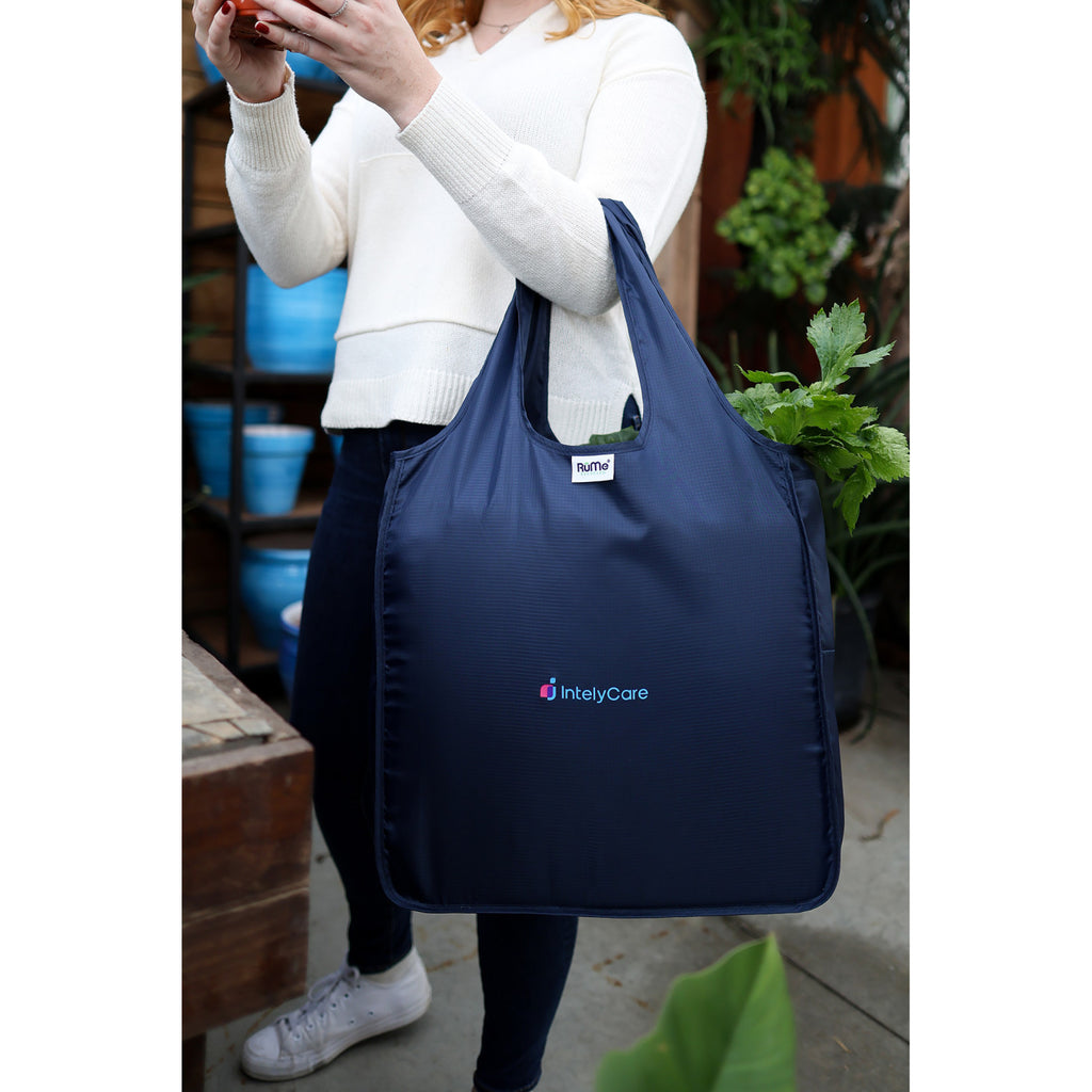 RuMe Recycled Packable Tote, Medium Transfer - Navy - View 5