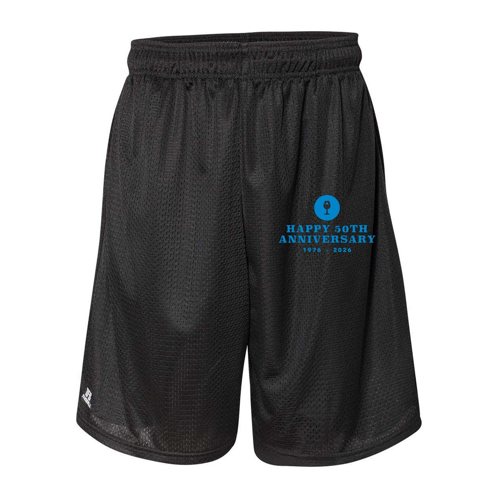Russell Athletic Men's 9" Dri-Power® Tricot Mesh Shorts with Pockets - Black - Front