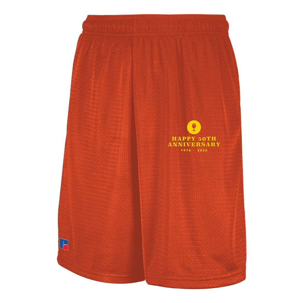 Russell Athletic Men's 9" Dri-Power® Tricot Mesh Shorts with Pockets - Burnt Orange - Front