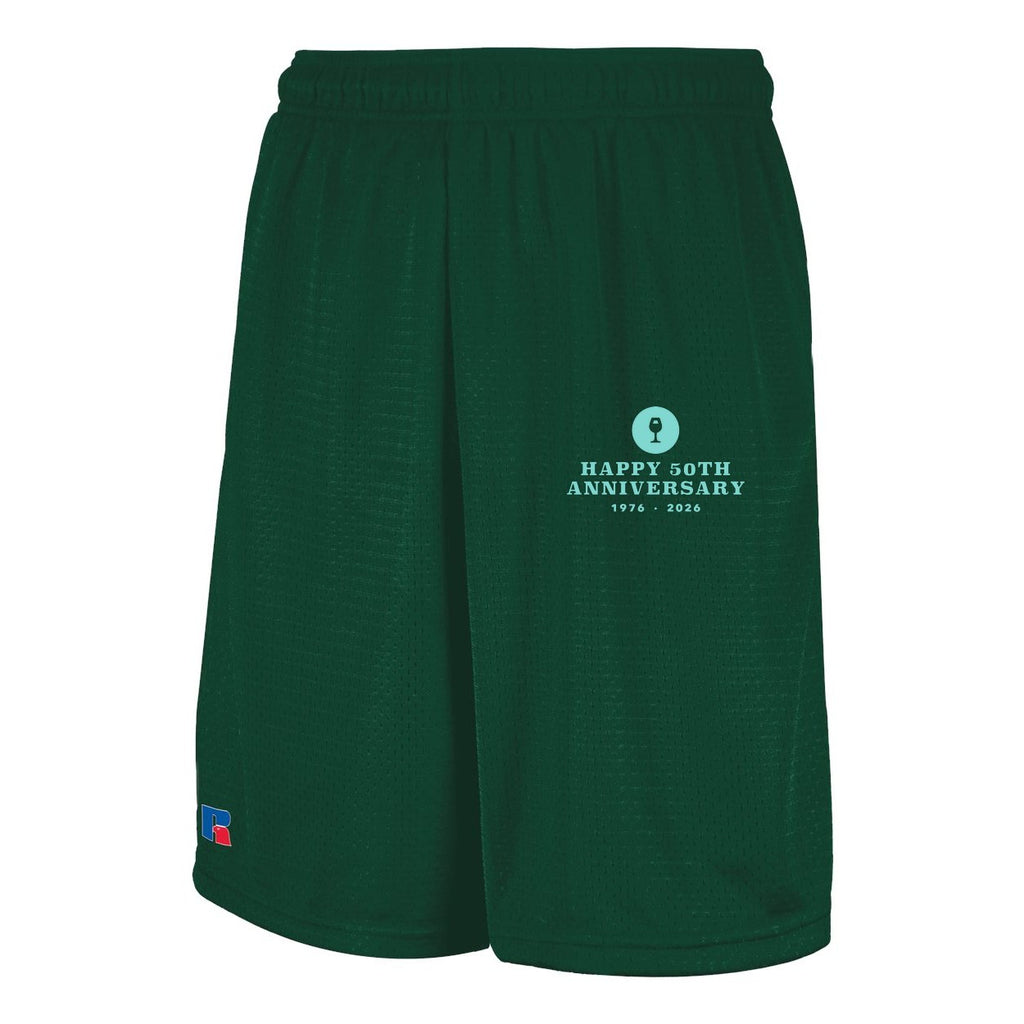 Russell Athletic Men's 9" Dri-Power® Tricot Mesh Shorts with Pockets - Dark Green - Front