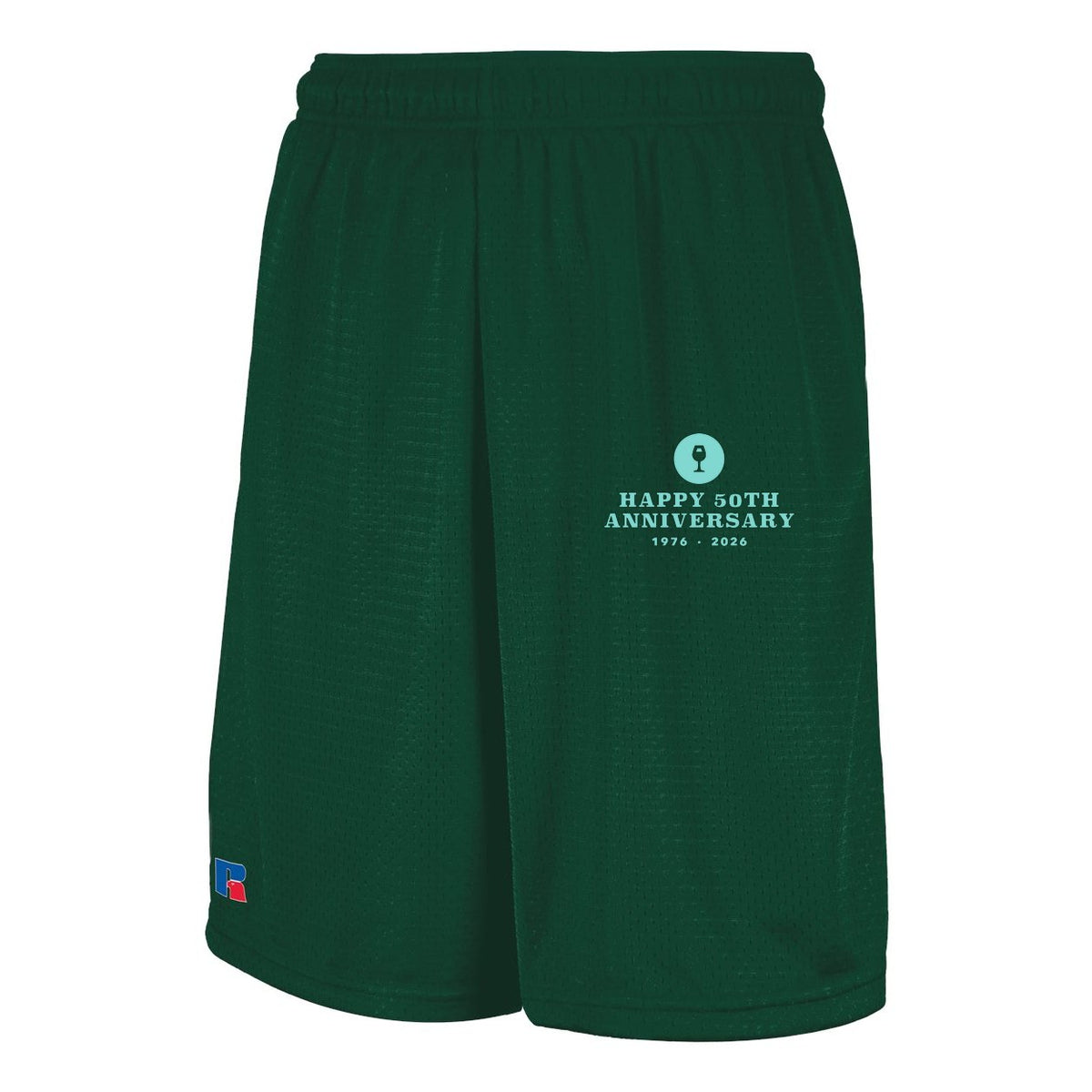 Russell Athletic Men's 9" Dri-Power® Tricot Mesh Shorts with Pockets - Dark Green - Front