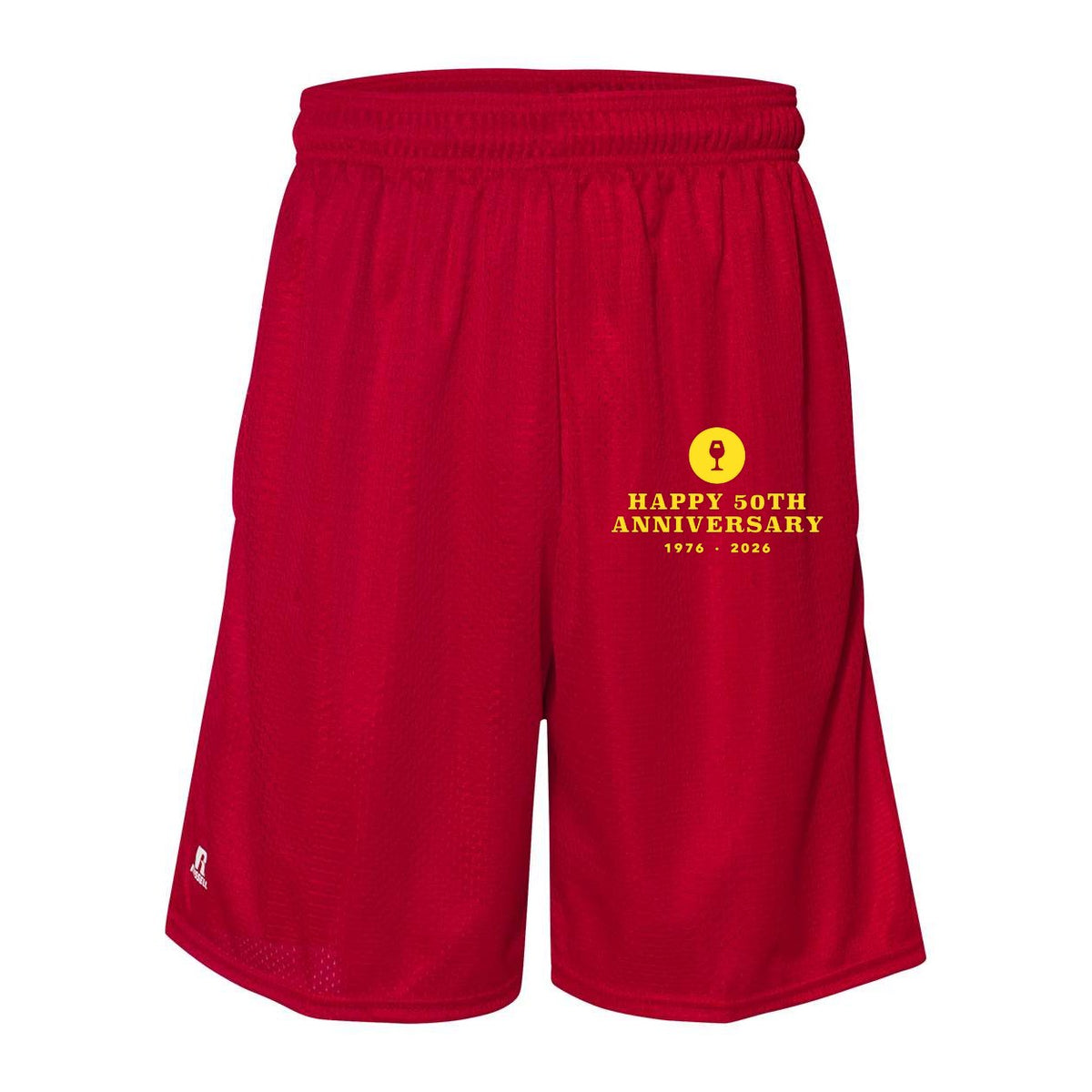 Russell Athletic Men's 9" Dri-Power® Tricot Mesh Shorts with Pockets - True Red - Front