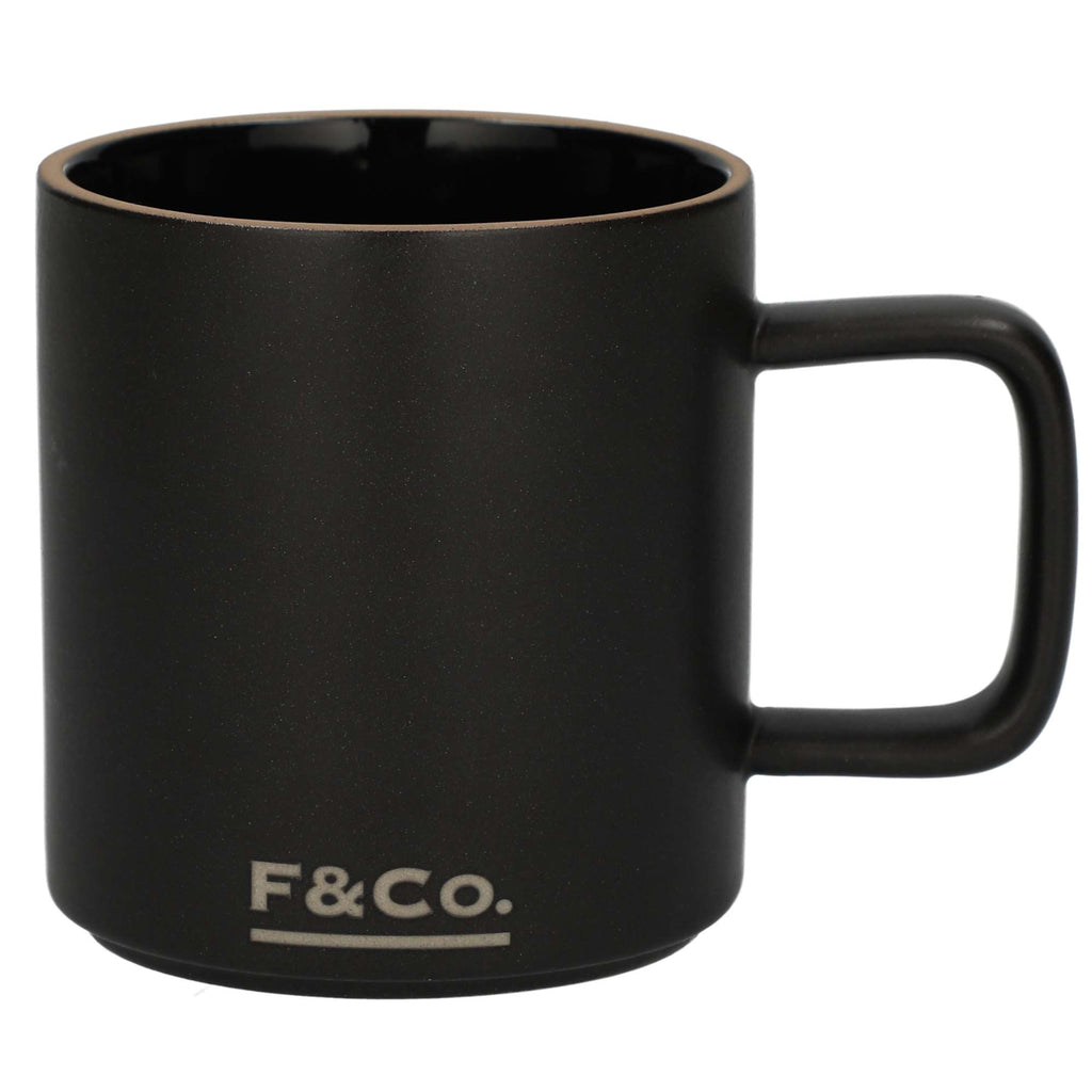 Rustic Stoneware Mug, 11 oz - Black - Back 2