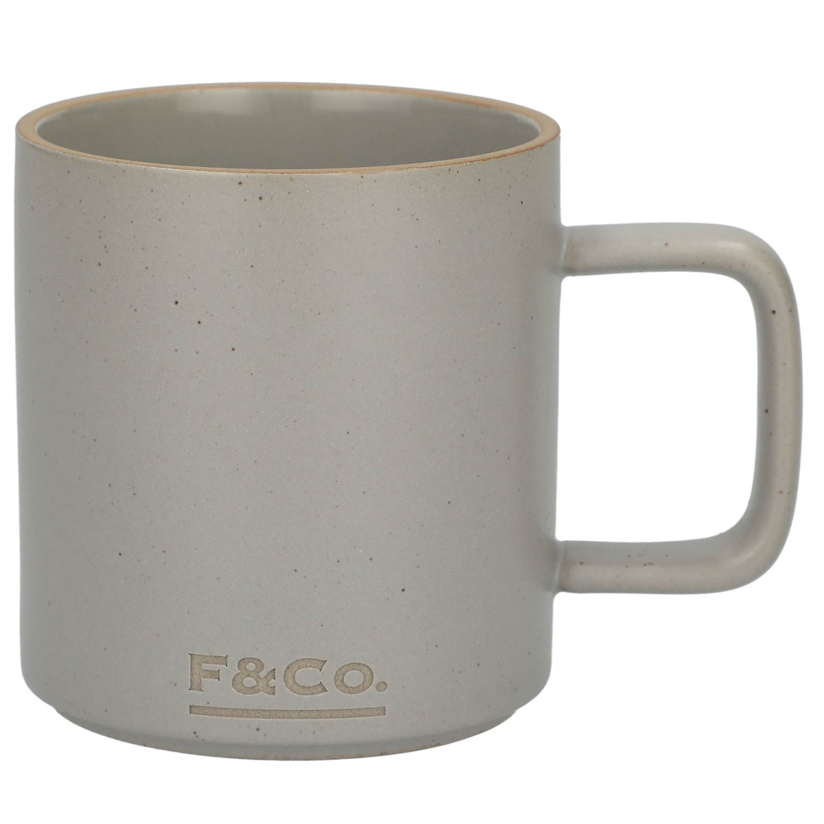 Rustic Stoneware Mug, 11 oz - Gray - Back 2