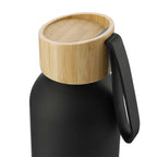 Ryze Aluminum Bottle with Bamboo Lid and Strap, 22 oz - Black - Front 2