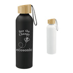 Ryze Aluminum Bottle with Bamboo Lid and Strap, 22 oz - Black - Front Group