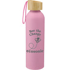 Ryze Aluminum Bottle with Bamboo Lid and Strap, 22 oz Full Color - Pink - Front