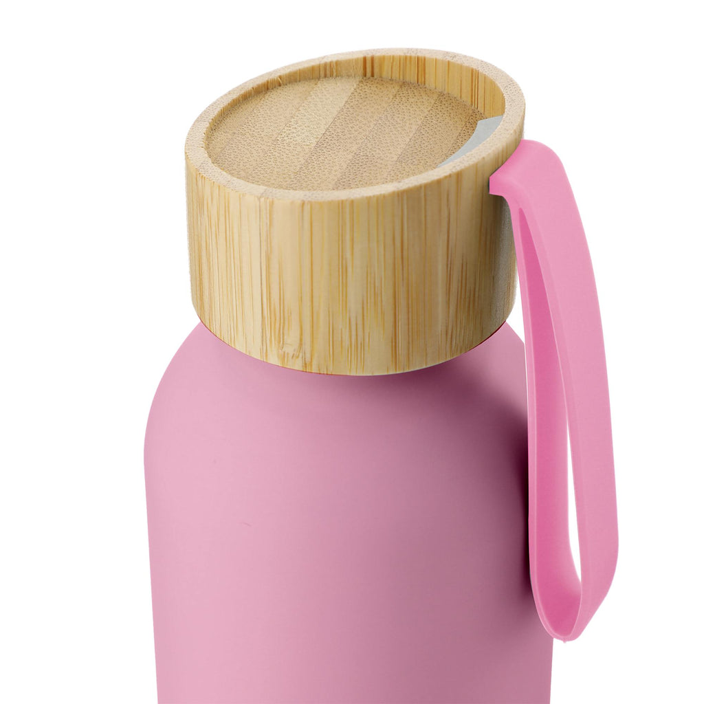 Ryze Aluminum Bottle with Bamboo Lid and Strap, 22 oz - Pink - Front 2