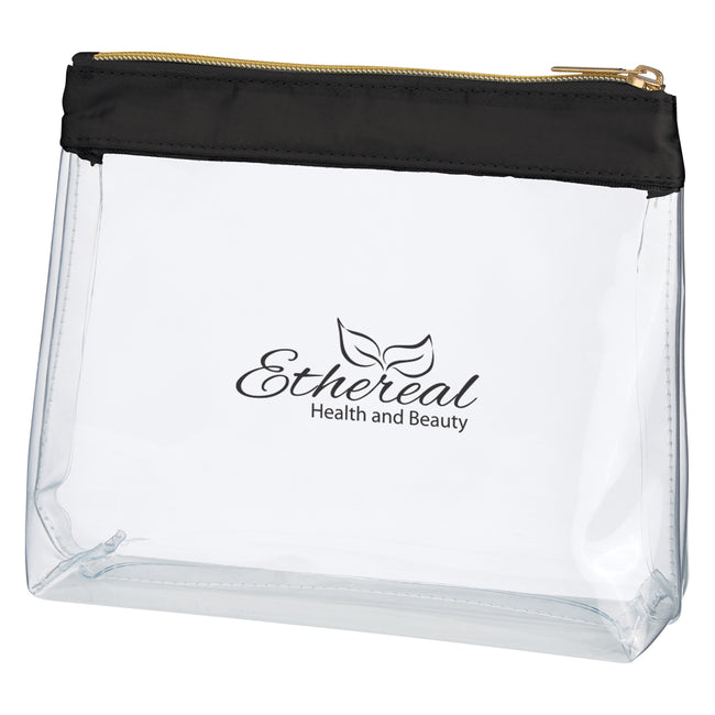 Sadie Clear Cosmetic Bag in Satin