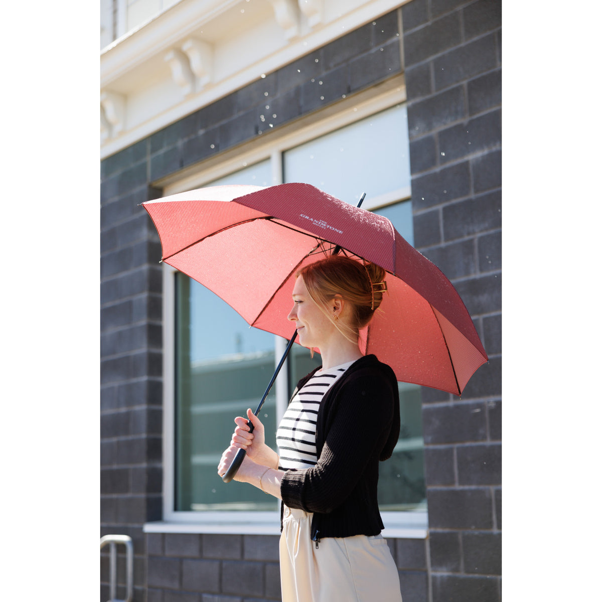 Samsonite Auto Open Stick Umbrella, 40.5 Inch Transfer - Red / White - View 4