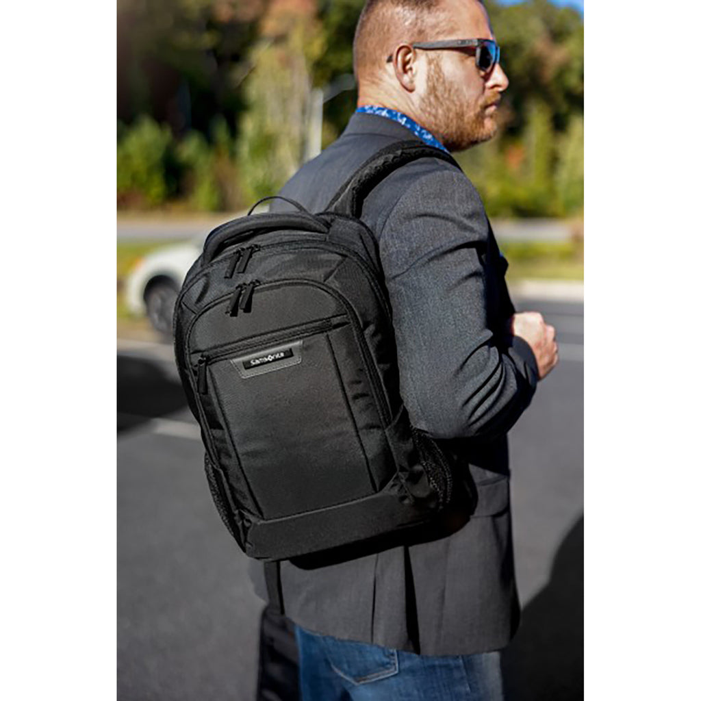 Samsonite Classic Business Everyday Laptop Backpack Embroidery - Black - View 10