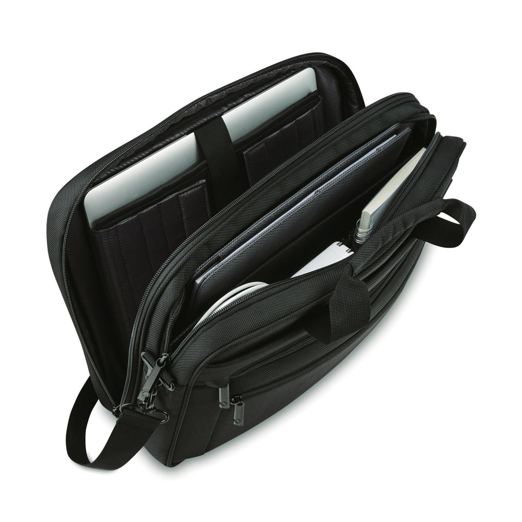 Samsonite Classic Business Two Gusset Laptop Portfolio Transfer - Black - View 5