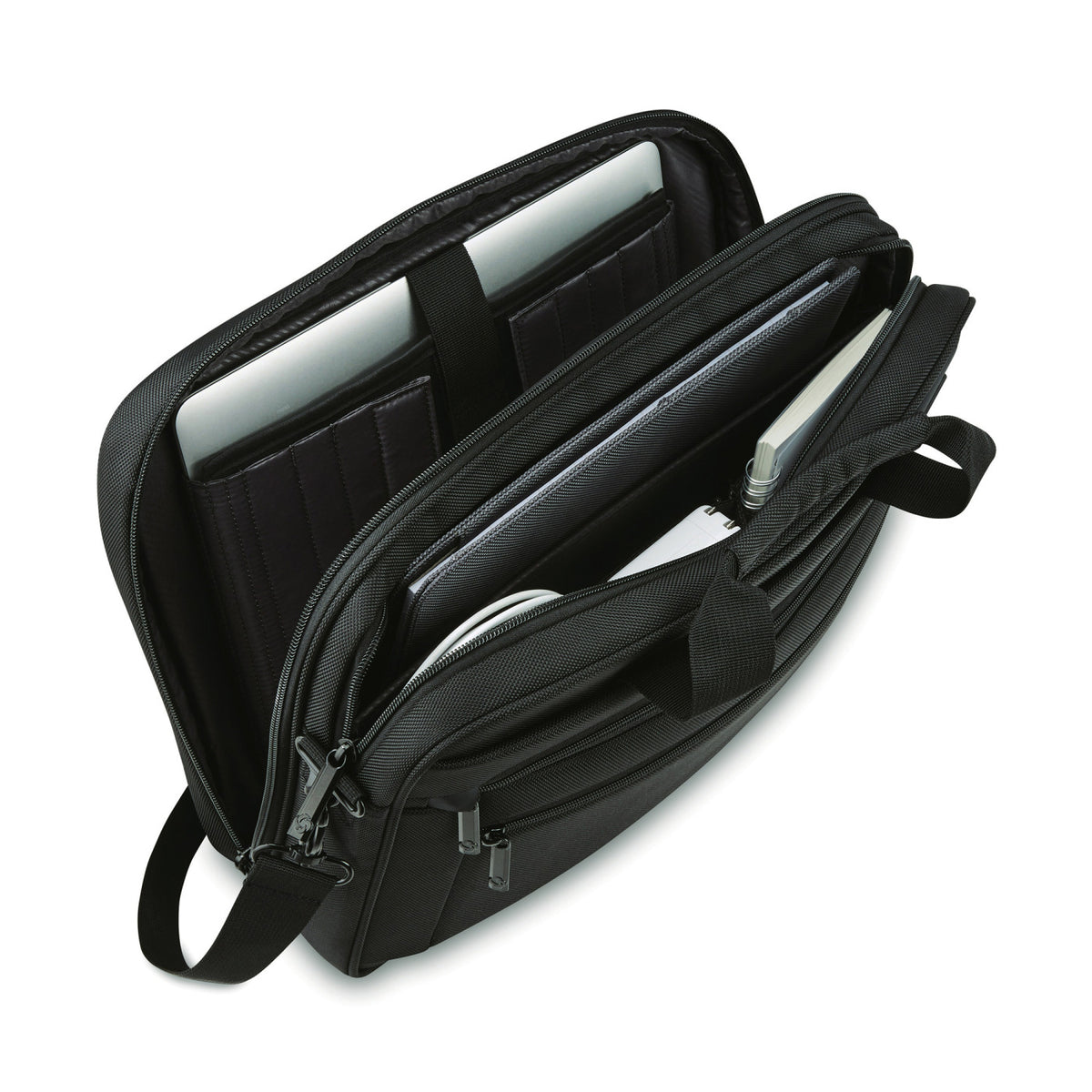 Samsonite Classic Business Two Gusset Laptop Portfolio Transfer - Black - View 5