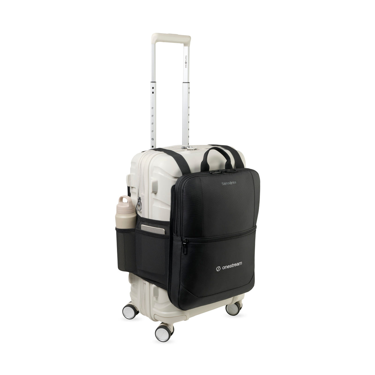 Samsonite Outline Pro Carry-On with Convertible Backpack Set Embroidery - Stone Grey - View 3