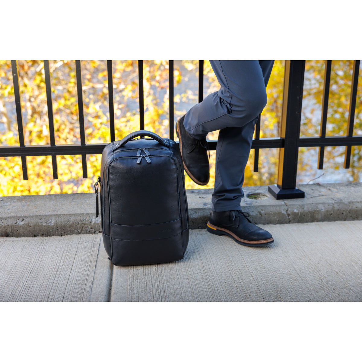 Samsonite Pebbled Leather Laptop Backpack, 16 Inch Debossing - Black - View 11