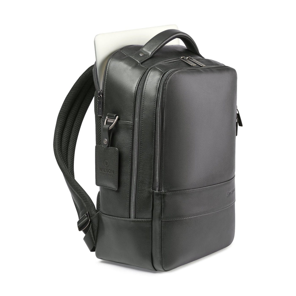 Samsonite Pebbled Leather Laptop Backpack, 16 Inch Debossing - Black - View 4