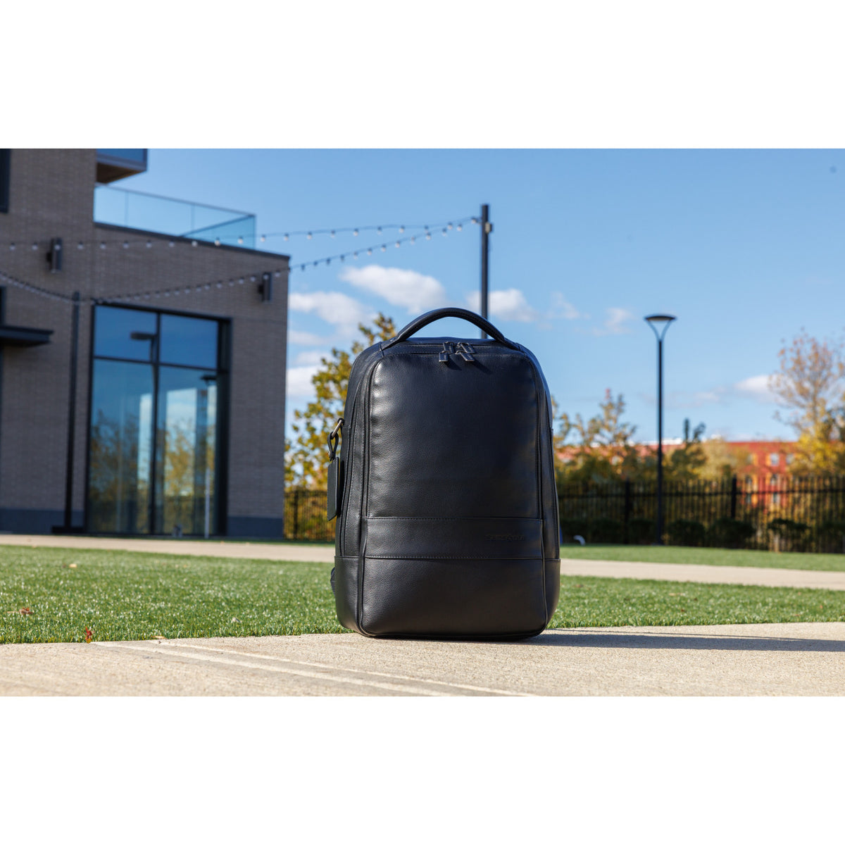 Samsonite Pebbled Leather Laptop Backpack, 16 Inch Debossing - Black - View 8