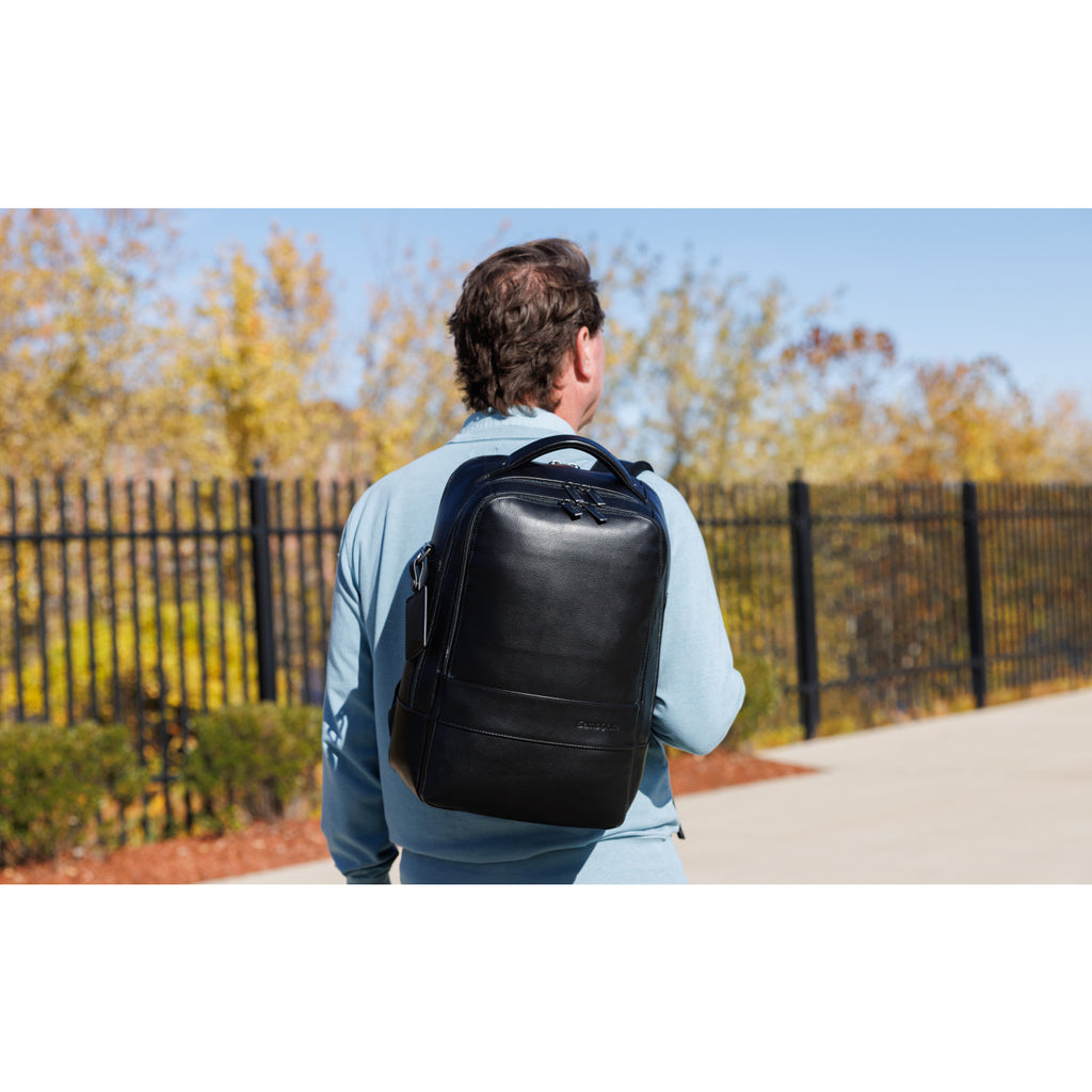 Samsonite Pebbled Leather Laptop Backpack, 16 Inch Embroidery - Black - View 10
