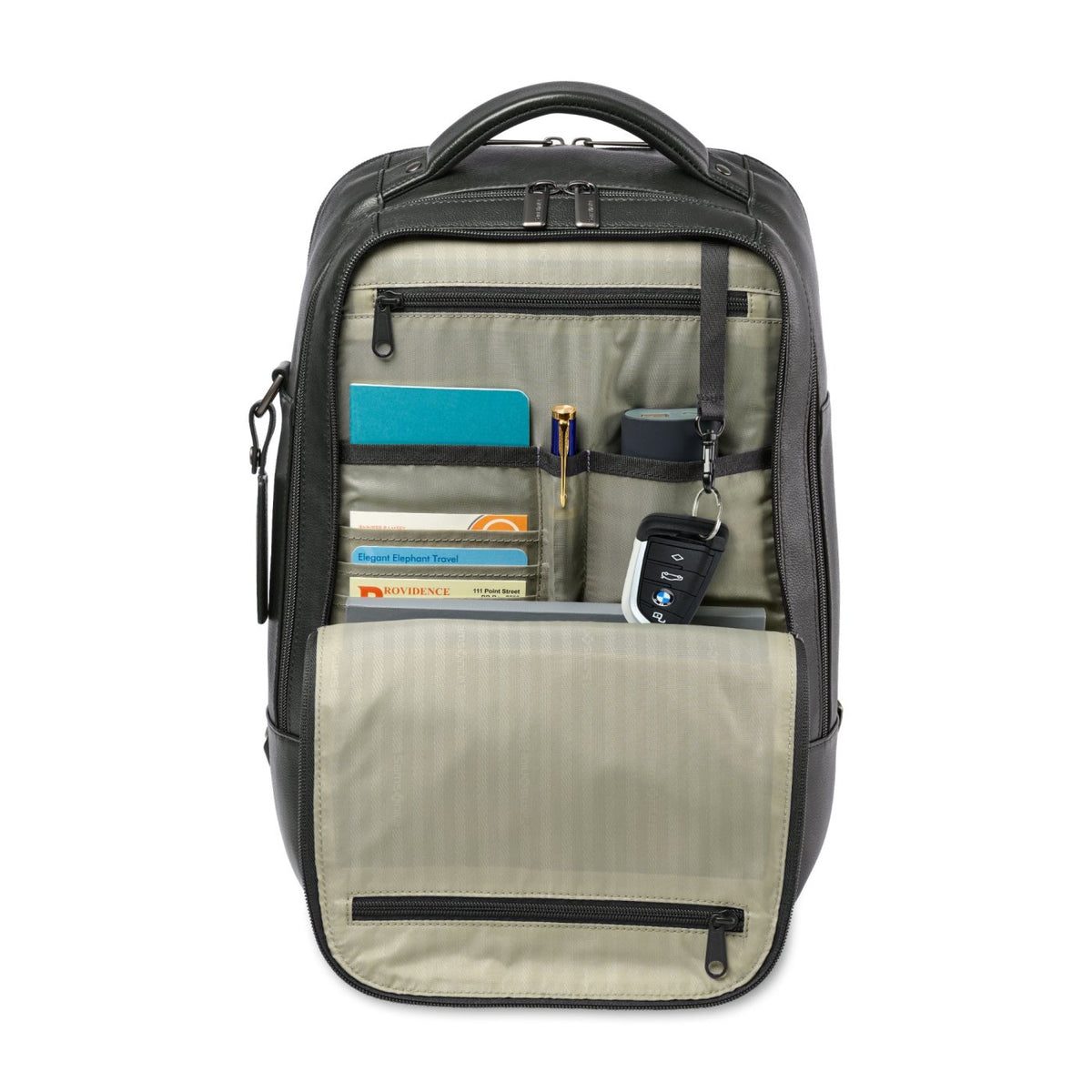 Samsonite Pebbled Leather Laptop Backpack, 16 Inch Embroidery - Black - View 2
