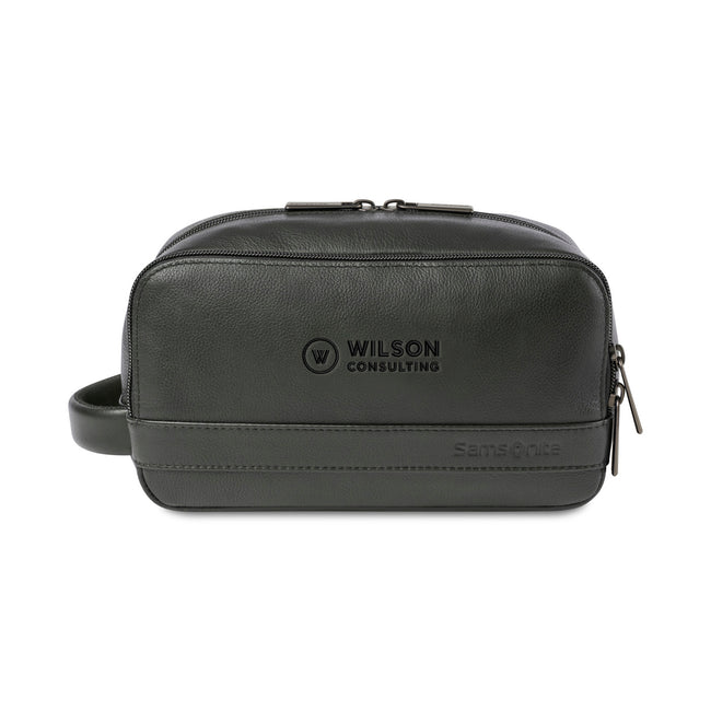 Samsonite Pebbled Leather Toiletry Bag Embroidery